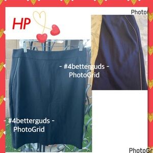 Talbots Faux Leather Tux Side Stripe Trim Ponte Knit Pencil Straight skirt 10